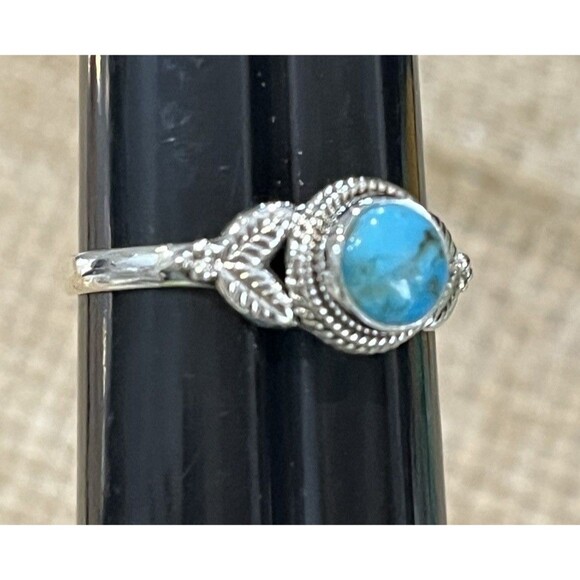Southwestern Turquoise 925 Sterling Silver Statement Ring Handmade Ring 8.75 - Picture 3 of 7